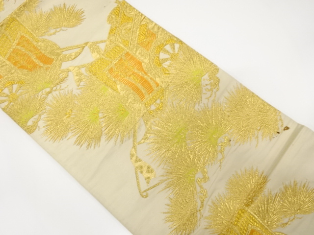 JAPANESE KIMONO / ANTIQUE FUKURO OBI / SILK / WOVEN CARRIAGE